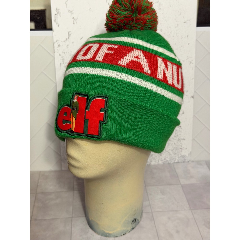 Elf Movie Son of a Nutcracker Beanie Hat Green Red Buddy the Elf Christmas Pom